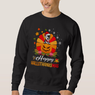 Pit Bull Dog Hallothanksmas Halloween Thanksgiving Sweatshirt