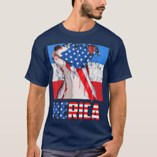 Pit Bull Dog Patriotic USA 4th of July American Fl T-Shirt