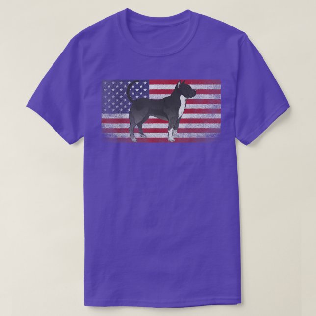 Pit Bull Dog Pet 4th of July American Flag America T-Shirt (Design Front)