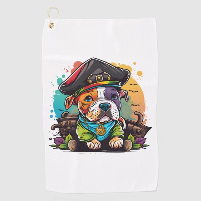 Pit Bull Dog Pirate Golf Towel (Front)