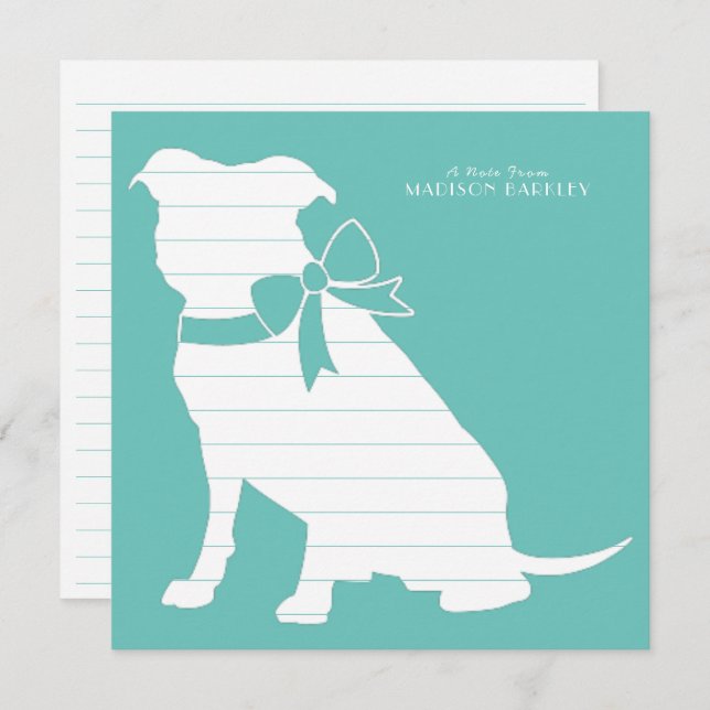 Pit Bull Dog Puppy Pitbull Thank You Card (Front/Back)