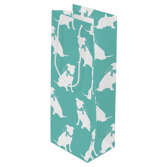 Pit Bull Dog Puppy Pitbull Wine Gift Bag (Front Angled)