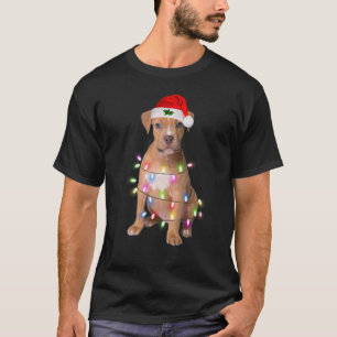 Pit bull dog Santa Christmas Tree Lights Xmas Boys T-Shirt