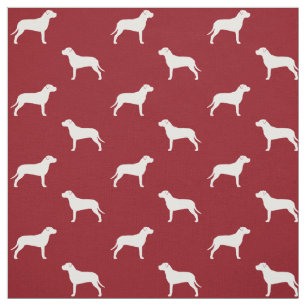 Pit Bull Dog Silhouettes Red and White Patterned Fabric