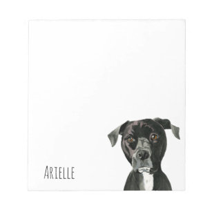 Pit Bull Dog Watercolor   Add Your Name Notepad