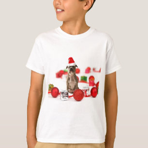 Pit Bull Dog with Gift box and Christmas Ornaments T-Shirt