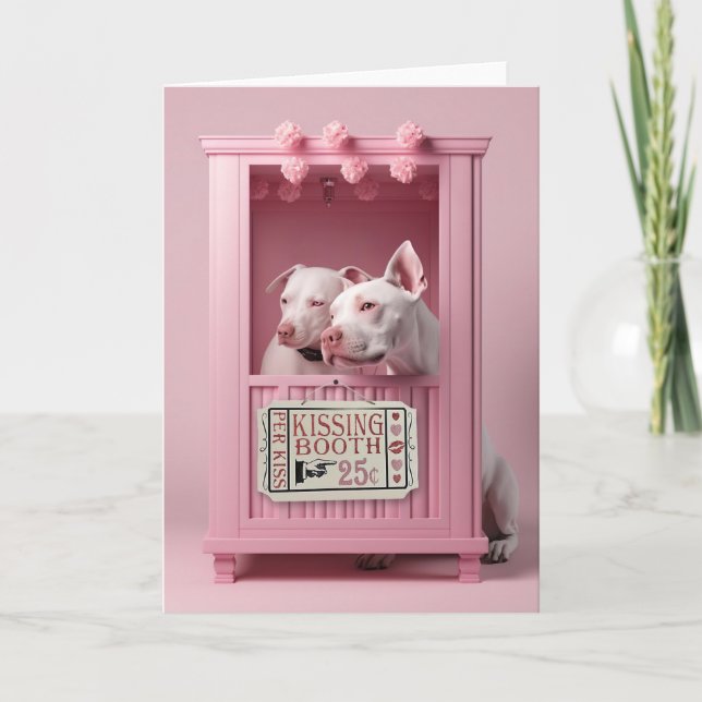 Pit Bull Dogs Kissing Booth Card (Front)