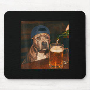 Pit Bull Drinking Beer Shirt Funny Fathers Day Dog Mouse Pad