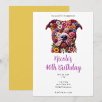 Pit Bull Flower Face Dog Lover Birthday Party