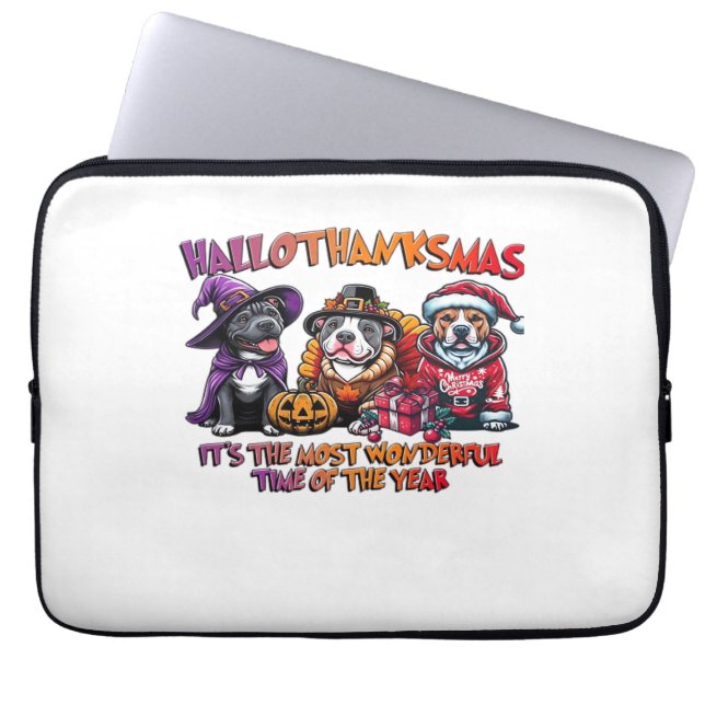 Pit Bull Halloween Thanksgiving Christmas Classic  Laptop Sleeve (Front)
