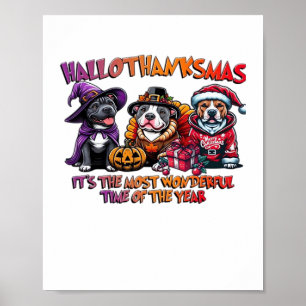 Pit Bull Halloween Thanksgiving Christmas Classic  Poster