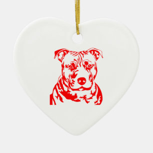 PIT BULL HEAD CERAMIC TREE DECORATION