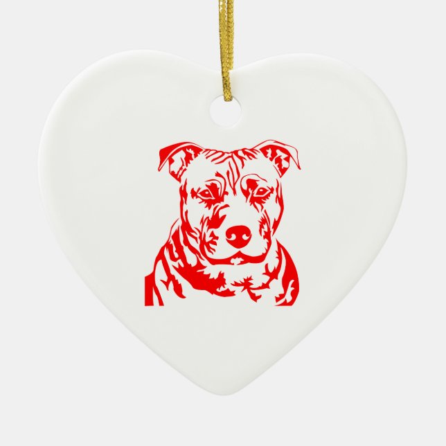 PIT BULL HEAD CERAMIC TREE DECORATION (Front)