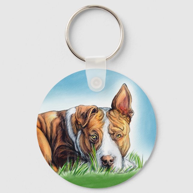 Pit Bull Hears You Key Ring (Front)
