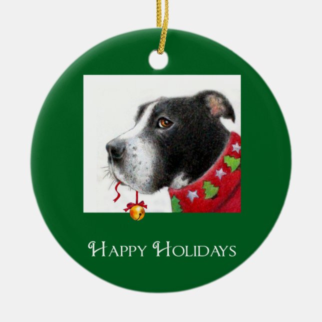 Pit Bull Holiday Ornament (Front)