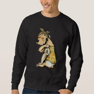Pit Bull I Love Mum Tattoo Sunflower Dog Mum Mothe Sweatshirt