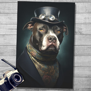 Pit Bull in Suit and Hat 2 Decoupage Paper