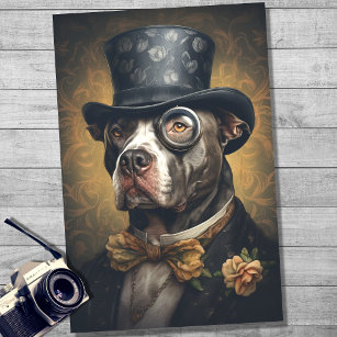 Pit Bull in Suit and Hat 3 Decoupage Paper