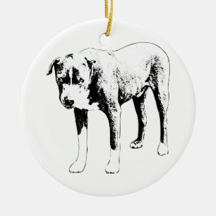 Pit Bull Keepsake, Winter Poise Ceramic Ornament