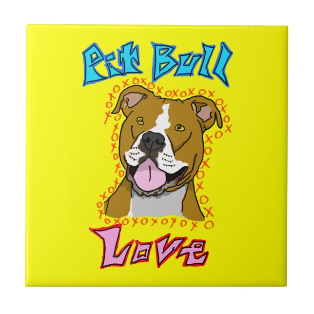 Pit Bull Love Ceramic Tile (Front)