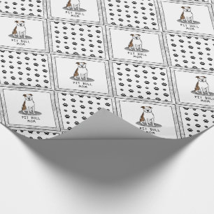 Pit Bull Mom (lt brindle white 3) Dog Mom Wrapping Paper