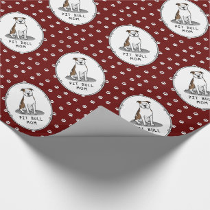Pit Bull Mum (lt brindle white 3) Dog Mum Wrapping Paper