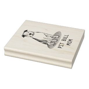 Pit Bull Mum (lt brindle white 3) Rubber Stamp