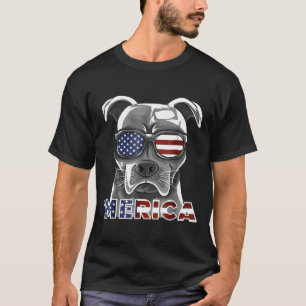 Pit Bull Patriotic American Flag July 4th Pitbull  T-Shirt