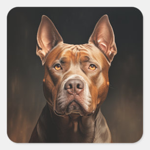 Pit Bull Portrait Square Sticker