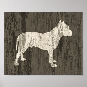 Pit Bull Poster Rustic Dog Art Print