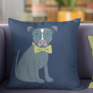 Pit Bull Puppy Dog Wearing Glasses Personalised Cushion