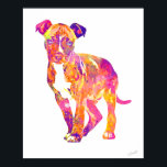 Pit Bull Puppy Pop Art Watercolor Poster<br><div class="desc">Pit Bull puppy pop art style watercolor poster. A bright & colourful statement for your walls. Original art © DoggyStyle Design Studio. We think dogs are the best! Their unconditional love and loyalty... the way their tails wag and their faces light up when you get home... you just don’t get...</div>
