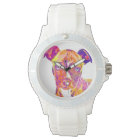 Pit Bull Puppy Pop Art Watercolor Watch