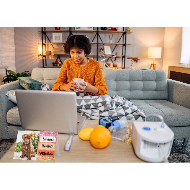 Pit Bull Puppy Sending Healing Vibes Get Well Card (Creator Uploaded)