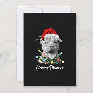 Pit Bull Santa Christmas Tree Lights Xmas Merry Pi Invitation