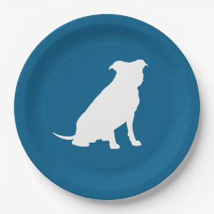 Pit Bull Silhouette Baby Shower Puppy Dog Paper Plate