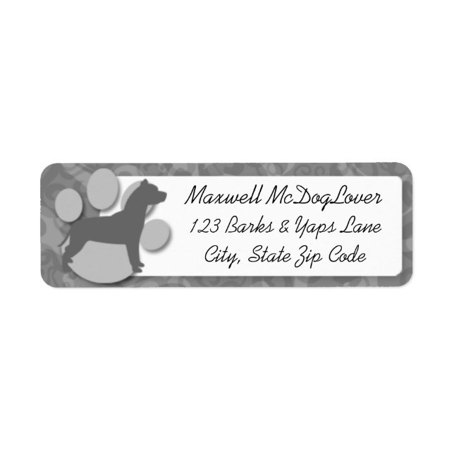 Pit Bull Silhouette Return Address Label (Front)