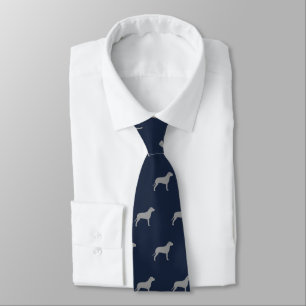 Pit Bull Silhouettes Pattern Navy Blue and Grey Tie