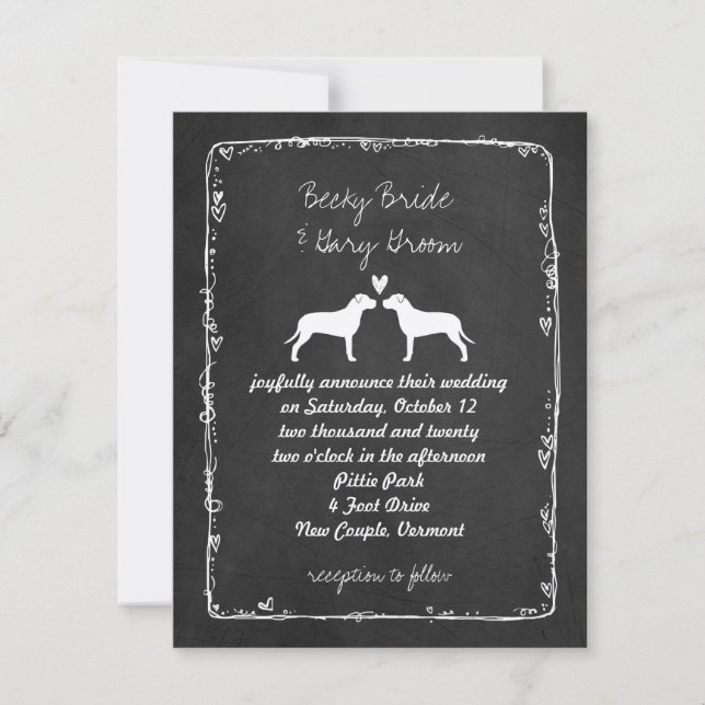 Pit Bull Silhouettes Wedding Announcement (Front)