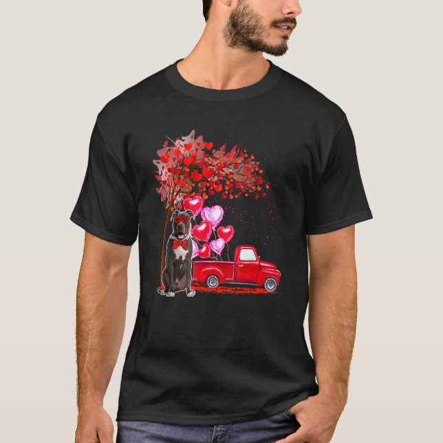 Pit Bull Sunglasses Hearts Tree Pickup Truck  Coup T-Shirt (Front)