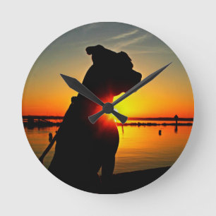 Pit Bull Sunrise Round Clock
