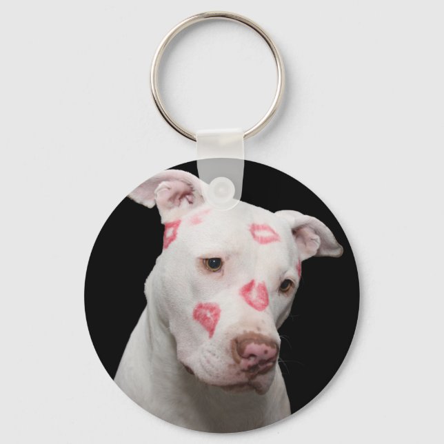 Pit bull sweet kisses key ring (Front)