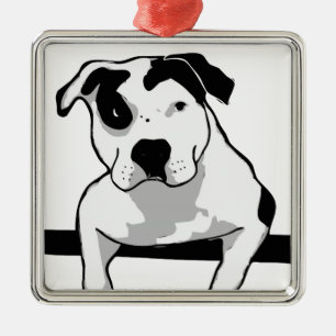 Pit Bull T-Bone Graphic Metal Tree Decoration