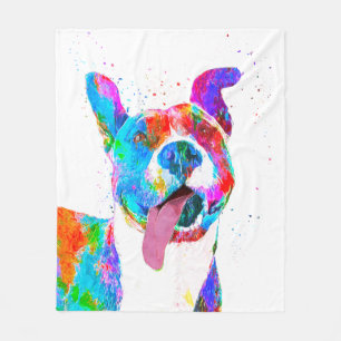 Pit Bull Terrier Colourful Pop Art Fleece Blanket