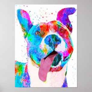 Pit Bull Terrier Colourful Pop Art Poster