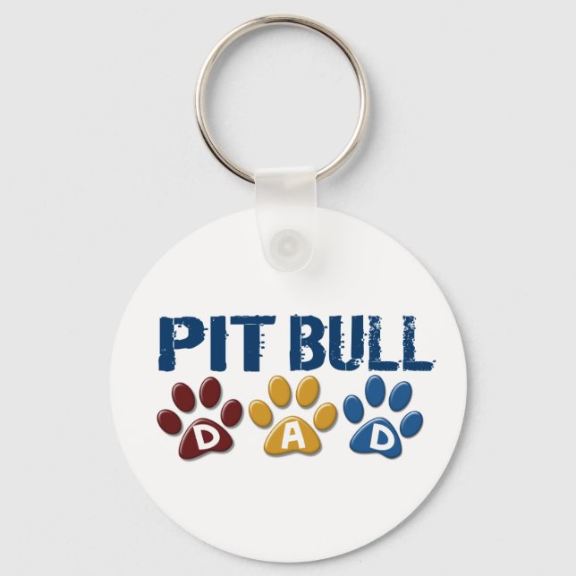 PIT BULL TERRIER Dad Paw Print 1 Key Ring (Front)