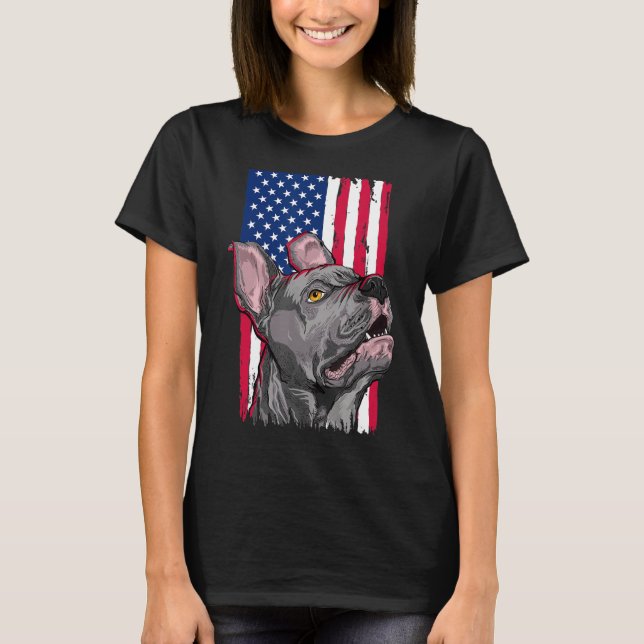 Pit Bull Terrier Dog Lovers American Usa Flag 1 T-Shirt (Front)