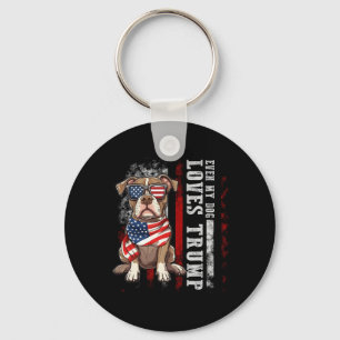 Pit Bull Terrier Even My Dog Loves Trump Funny Men Key Ring