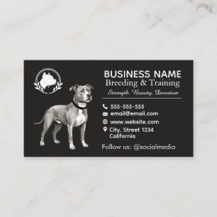 Pit Bull Terrier Kennel & Breeder Black Business Card