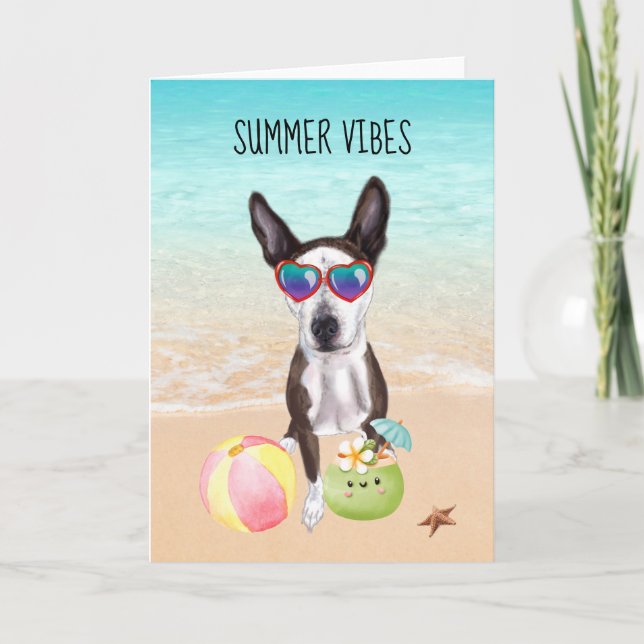Pit Bull Terrier Mix Beach  Thank You Card (Front)